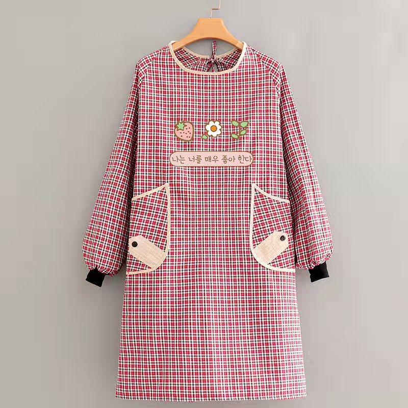 Custom Logo Long Sleeve Cotton Kitchen Apron - Women’s Restaurant & Household Cooking Waist Workwear
