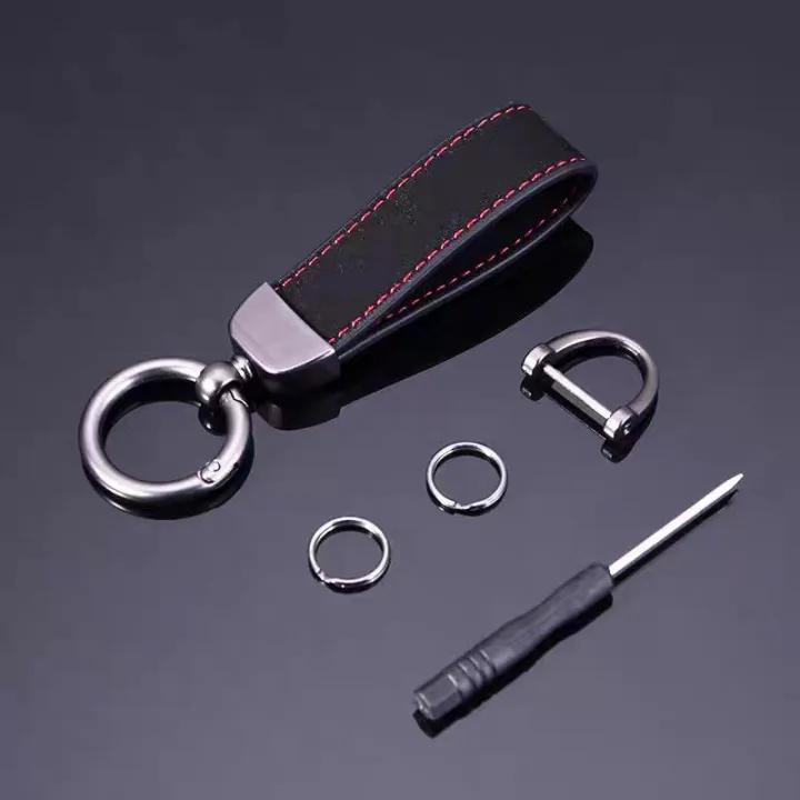 Personalize Name Number Suede Leather Car Keychain Business Gift Laser Custom Logo Leather Bag Keyring Men Women Key Chain Ring