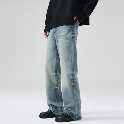 Frühling und Sommer Amerikanisch Retro Nostalgisch Branch Jeans Herren Locker Gerade A-Linien Hose