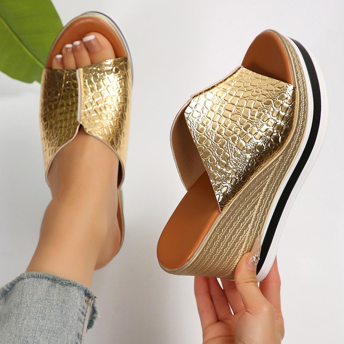 

In the summer of 2025, the new wedge heel one-word sandals women s European and American muffin platform women s shoes slippers manufacturers sandals 36