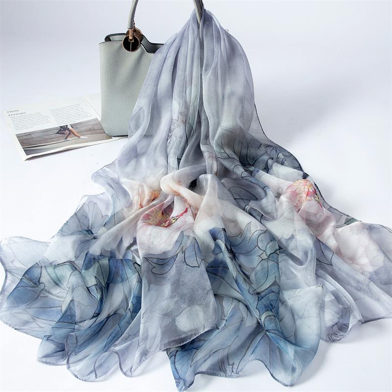 New 100% Mulberry Silk Silk Scarf Pure Chiffon Silk Scarf Shawl Exquisite Scarf Yarn