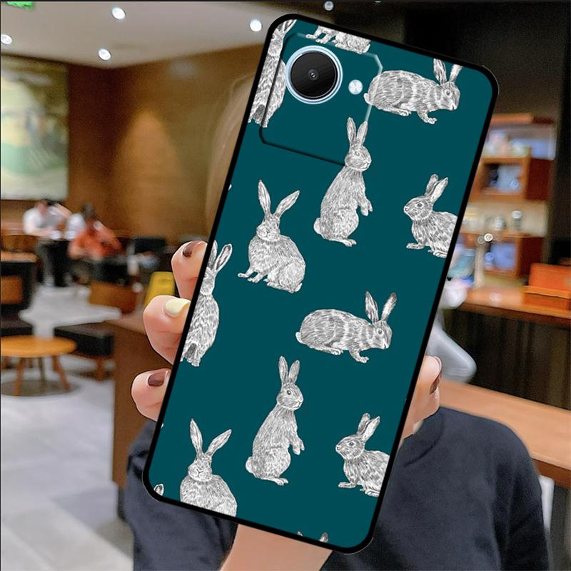 

Rabbit Bunny Pattern Case For Realme 14 Pro Plus 12 10 11 13 GT 6 6T 5 GT7 Pro C61 C55 C51 C21Y C25S C67 C75 C53 Realme 14 Pro Plus