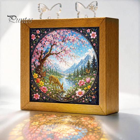 Functional Glowing Home Decor Acrylic Puzzle LED Night Light, 2-In-1 USB Royal Iris Bloom Jigsaw Lamp, DIY Floral Kit Creative Desktop Ambient