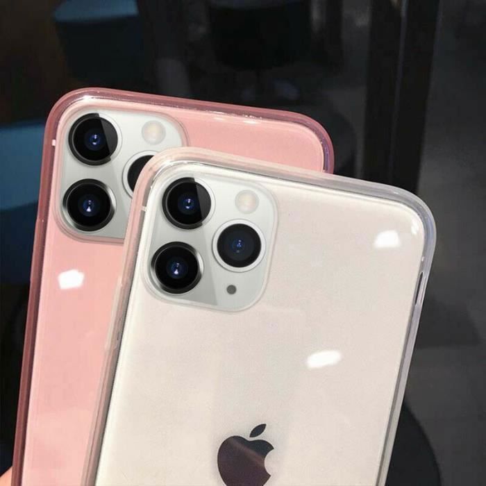 Coque - E.F.CONNECTION - pour iPhone 12 Pro - Souple Silicone - Rose Semi-Transparent - Anti-choc