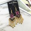 Vintage court gem set earrings long temperament bohemian earrings niche earrings women