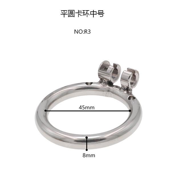 Stainless Steel Chastity Lock with Snap Ring Two Flat Round and Oval Can Be Equipped with a Variety of Headstall SM Sex Toys