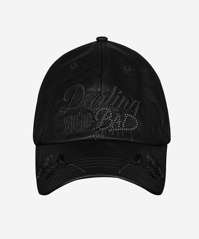DARLING, YOU'RE BAD Dyb Leather Ball Cap #Black