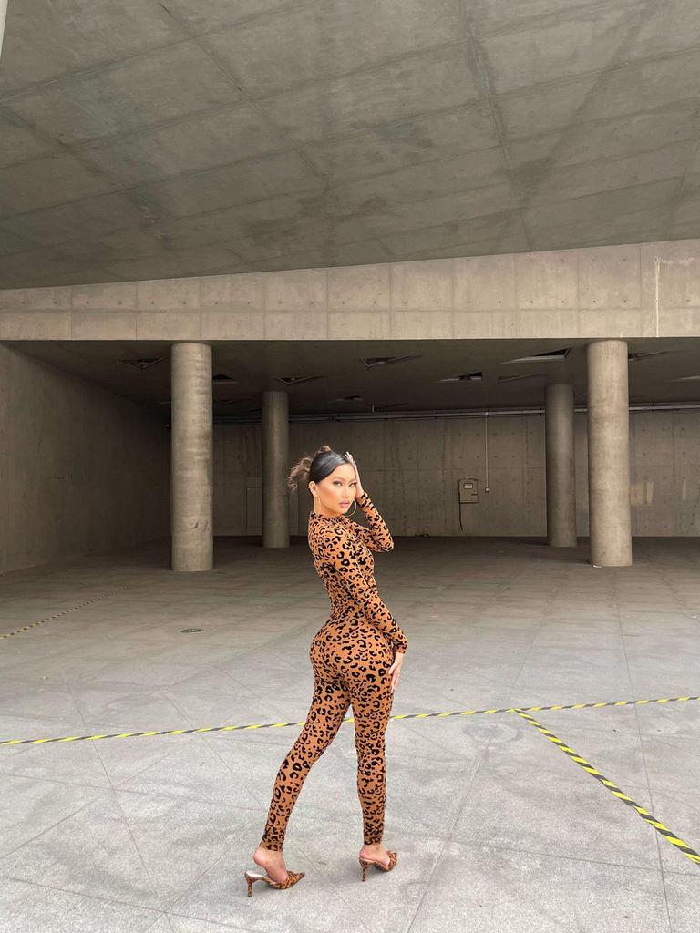 New Women's European & American Style Slimming Long Sleeve See-Through Flocked Jumpsuit