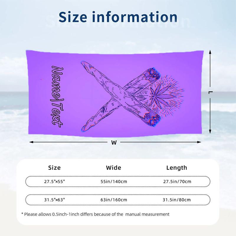 Psychedelic Leaves Custom Name Printed Beach Towel Personalized Soft Towel For Swimming Beach Travel