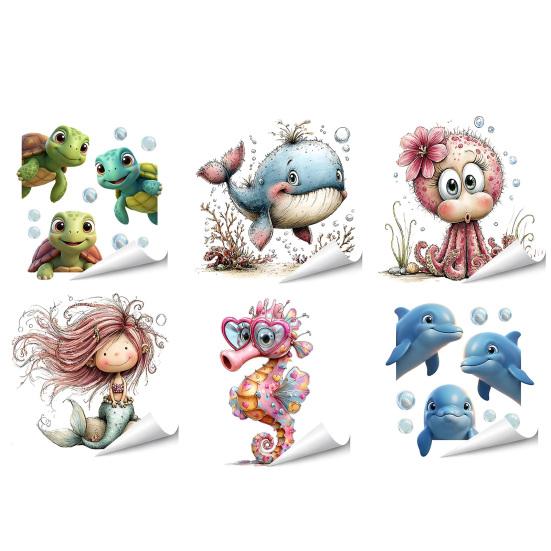 under The Sea Window Mermaid Animal Whale Clings Ocean Turtle Octopus Seahorse