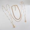 N14155 Cross-border Sweet-and-Cool Instagram-Style Heart-Shaped Waterdrop Pendant Necklace Set Elegant Layered Multi-Strand
