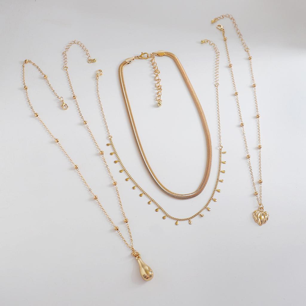 N14155 Cross-border Sweet-and-Cool Instagram-Style Heart-Shaped Waterdrop Pendant Necklace Set Elegant Layered Multi-Strand