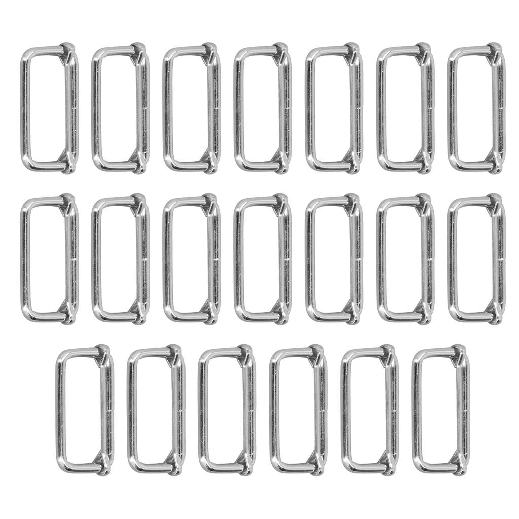 20Pcs Metal Rectangle Adjuster Durable Fadeless Exquisite Wide Application Metal Buckle for Clothes