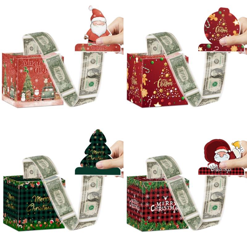 Christmas Cash Gift Box Happy 2026 New Year Decoration Surprise Money Pulling Box Xmas Navidad Santa Claus Gift Money Envelope