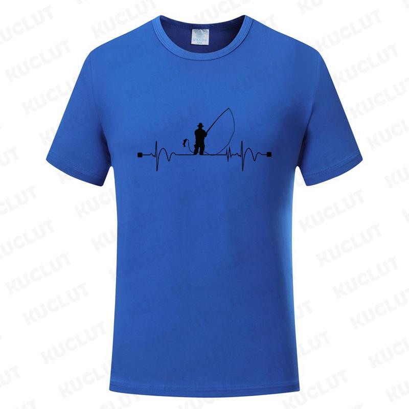Fishing ECG Mens Tshirt Funny Design Graphic Y2k Tops Summer Male Clothing O Neck Short Sleeve Tees Gifts for Fishing Lovers