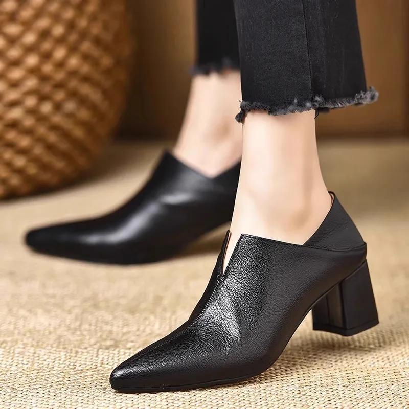 Pointed Toe High Heel  Women's New 2026  Heel Comfortable Deep Mouth Versatile Leather