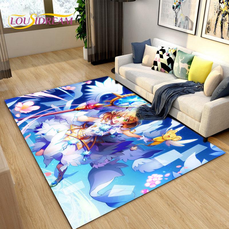 Cute Cartoon Cardcaptor Sakura Area Rug,Carpet Rug for Living Room Bedroom Sofa Doormat Decoration, Kids Play Non-slip Floor Mat