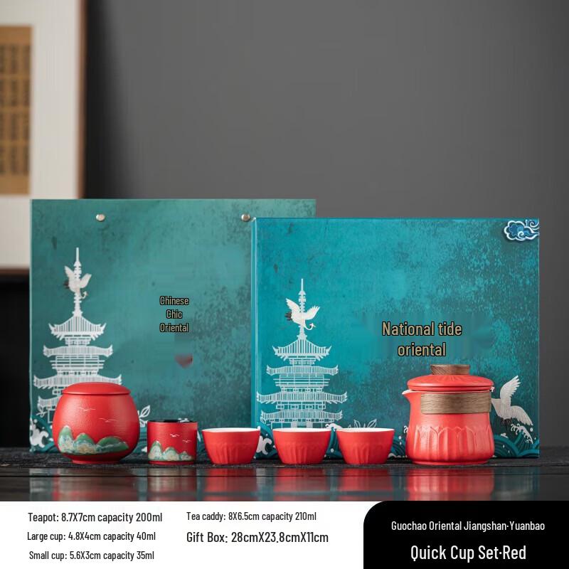 Hongyu Oriental Jiangshan Yuanbao 3-Cup Tea Set