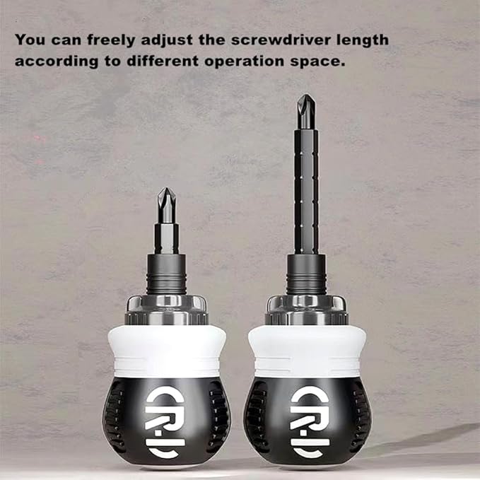 Ratcheting Screwdriver Set,12-in-1 Multi-bit Stubby Screw Driver Set-Adjustable Length,Reversible Dual End,Portable