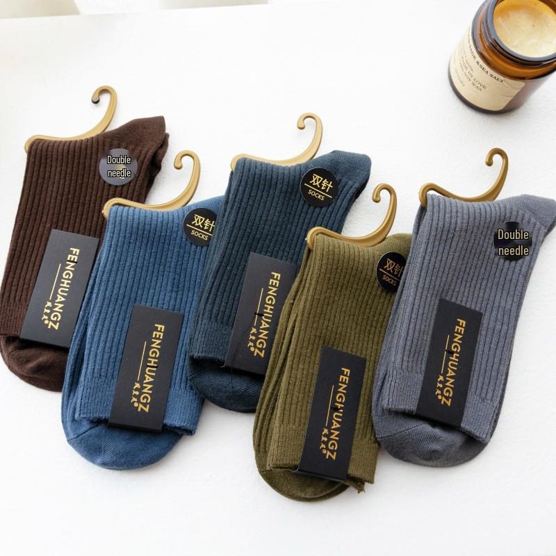 Women's Thickened Cotton Mid-Calf Socks - Warm, Solid Color for Autumn & Winter