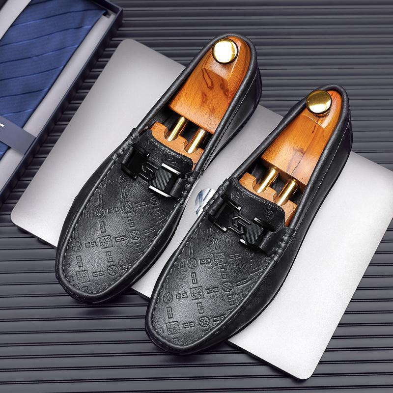 

Summer new breathable lazy one-pedal Doudou men Putian business casual leather shoes lace-free loafers shoes men 44 серый