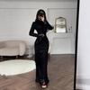 Autumn and Winter Women's Clothing European and American Elegant Lace Hip-wrapped Evening Dress
