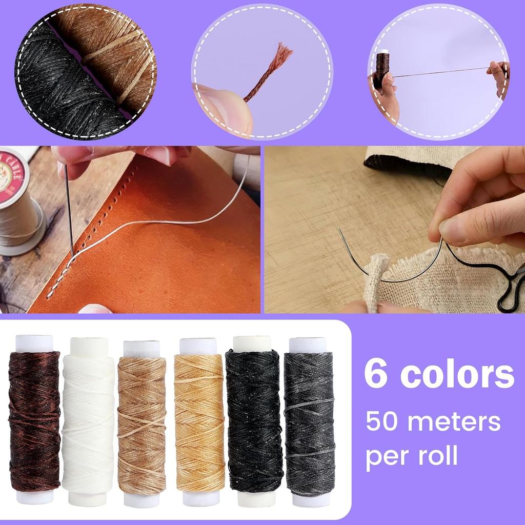 Kit di Legatoria da 49 Pezzi Set di Strumenti per Iniziare la Legatoria a Mano Kit di Legatoria per Principianti Materiali per Legatoria con Aghi a Occhiello Grande Punzone Filo Cerato
