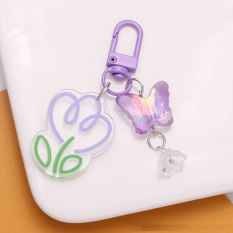 

Ins Style акриловый красочный прозрачный цветок брелок кулон украшение на сумку фиолетовый