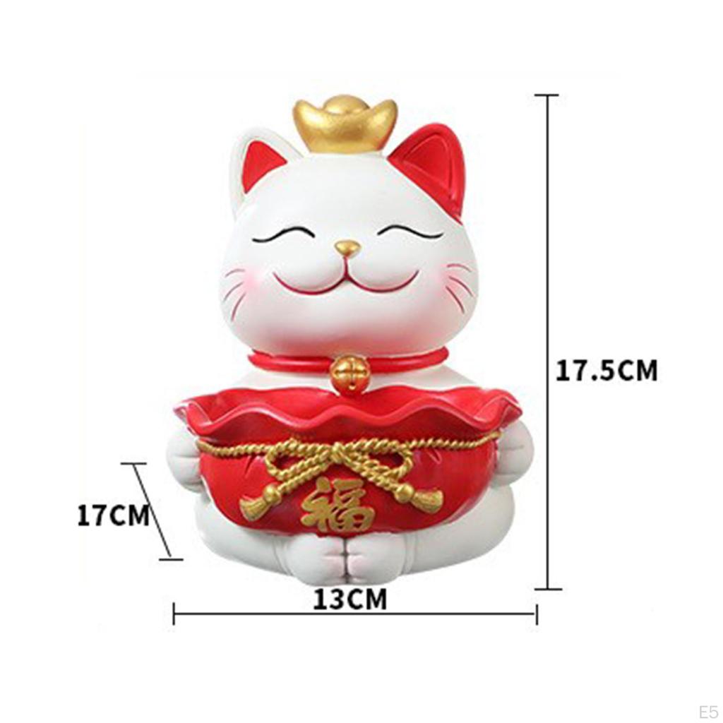Cat Statue Desktop Organizer Animal Sculpture Jewelry Trinket Tray Key for Entryway Table