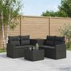 Sofa Set 6 Pieces Black Poly Rattan and Steel