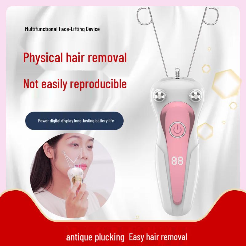Epilatör ve İplik Alma Fonksiyonlu Dijital Yüz Masaj Aleti ve Tüy Alma Aracı
