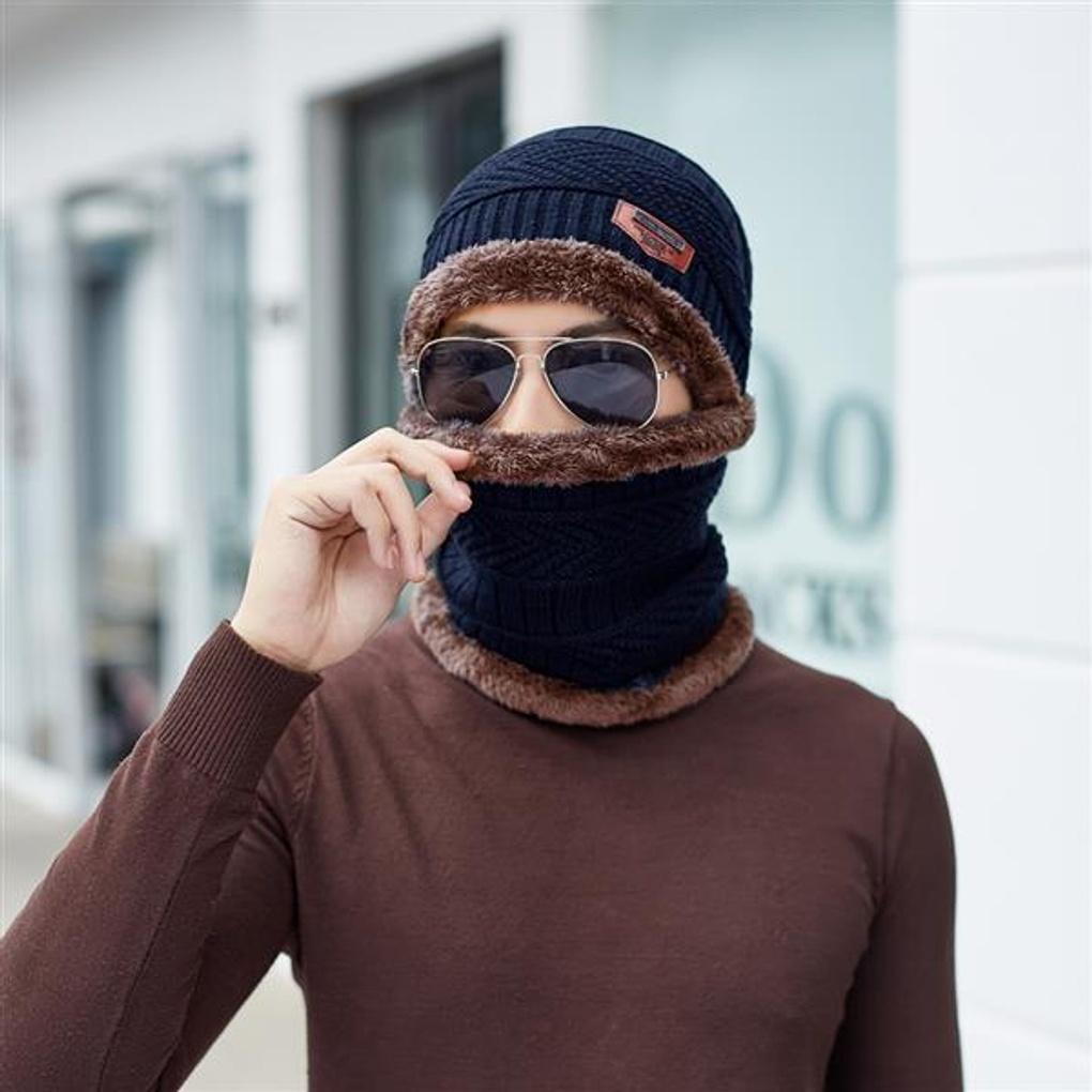 Halswärmer Mütze Set/Pelzmütze Mütze Wintermütze