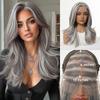 * HD large area lace wig medium black brown long straight hair fashion full hood lace Wig