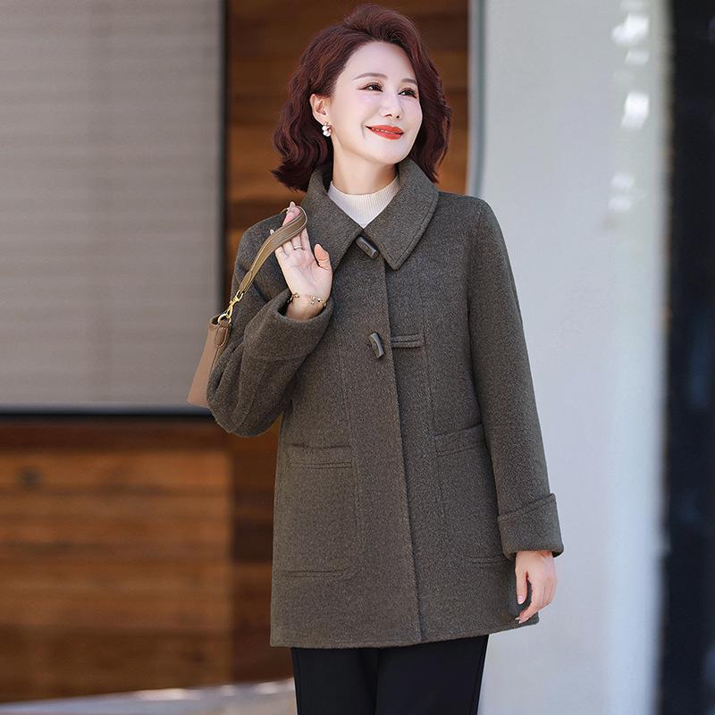 Women s Stylish Lapel Jacket for Middle-Aged & Elderly, Spring/Autumn 2026 Release XL (90-105 jin) кофейный