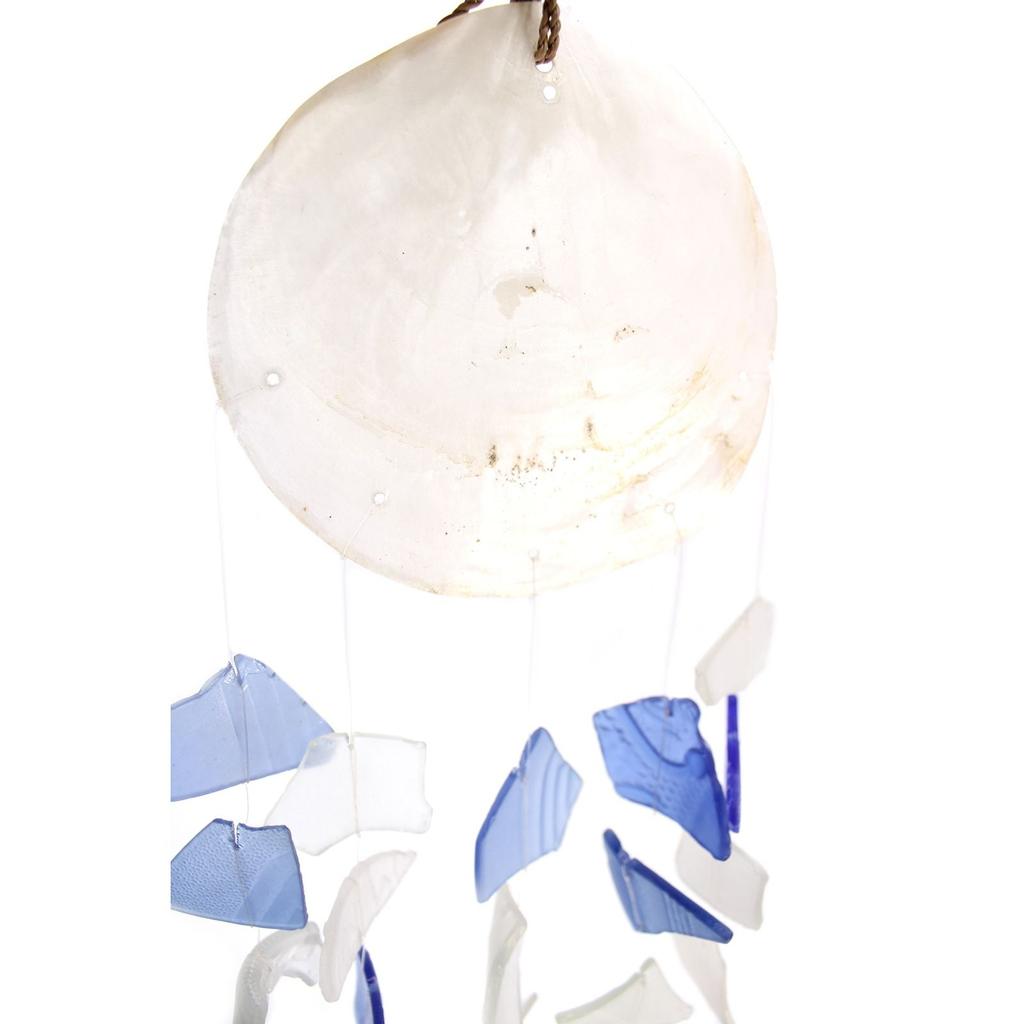 Carillon Éolien Goutte de Verre Bleue et Blanche