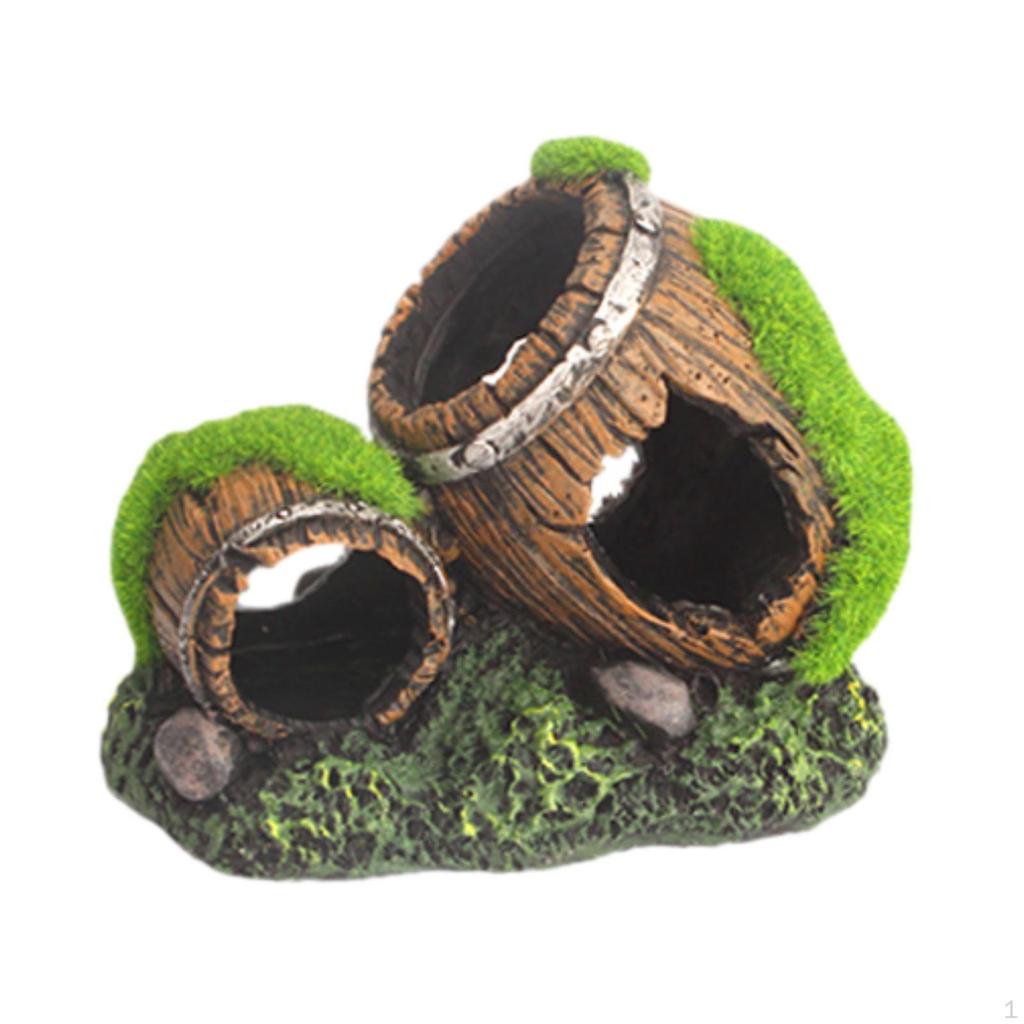 Aquarium Barrel Statue Accessories Fish Ornament Rock Cave Home Aquatic Crafts
