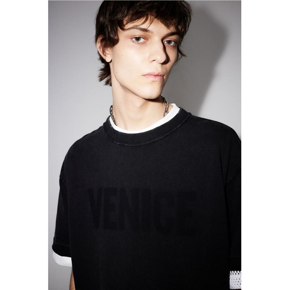 H M PrinTed T sHirT Loose fiT Black