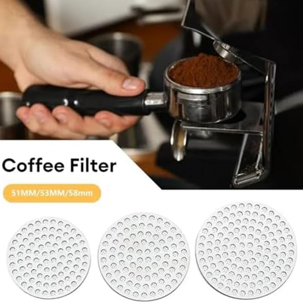 Stainless Steel Replacement Coffee Filter Mesh Puck Screen 51/53/58mm for Espresso Machines to Prevent Water Flow Blockages