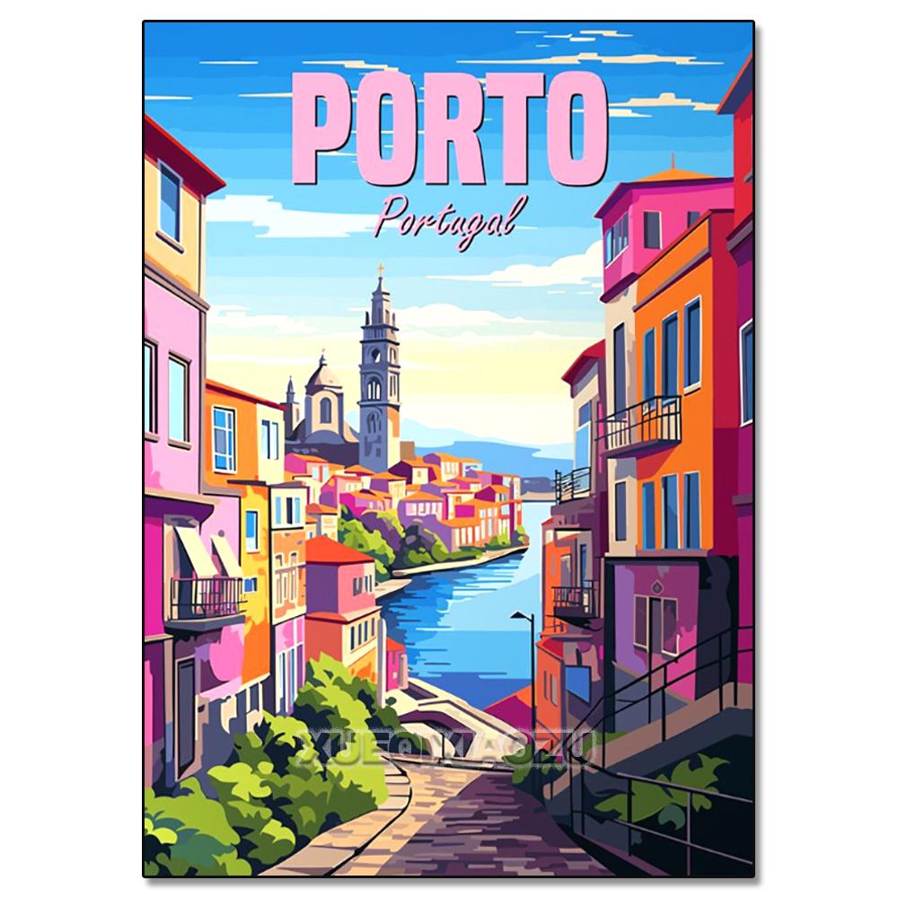 

Городская архитектура Алмазная живопись Украшение Сделай Сам Полная дрель Санторини Мадрид Рим Мозаика инкрустация крестом Вышивка Набор Подарочный Round 20x30cm