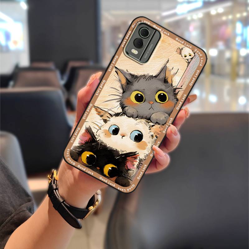 

Модный дизайн Животные Чехол для телефона Для Nokia C32 Ударопрочный Пыленепроницаемый Противоударный Полная защита TPU Милый Граффити Прочный Nokia C32