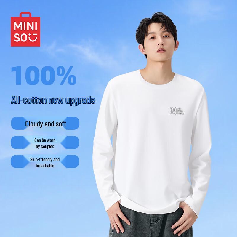 MINISO Men's Pure Cotton Casual Long-Sleeve T-Shirt