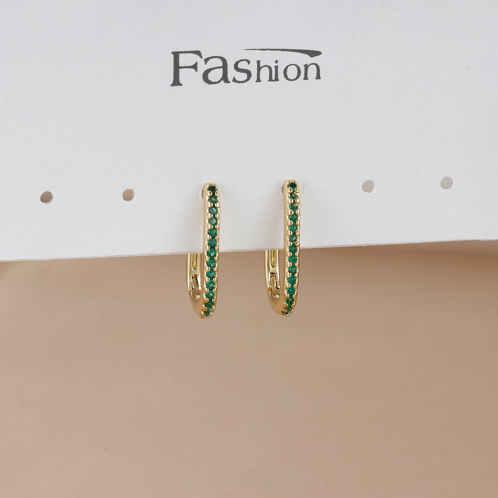 Fashion Stainless Steel Cubic Zircon Heart Dangle Earrings for Women Geometric Circle U-shaped Earrings Ear Piercing Jewelry
