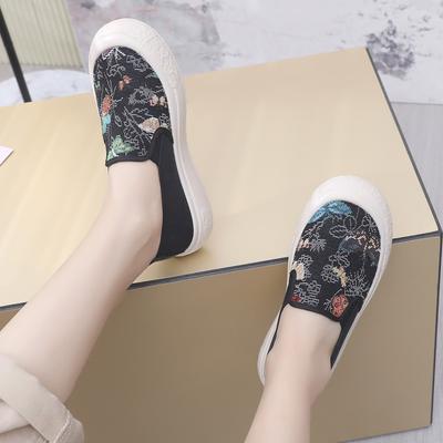 2024 Spring New Loafers Canvas Women's Shoes Lazy One-pedal Platform Fisherman Shoes Fashion Casual Cloth Shoes Women