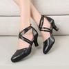 Mid-heel Double Cross-straps Modern Social Dance Shoes Adult Women Suede Soles Latin Dance Shoes Heeled 5.5cm