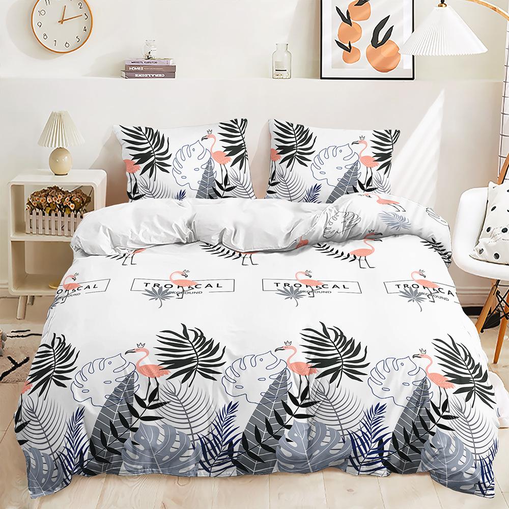 Three-Piece 3D Quilt Cover Plant Leaves Simple Wind Kit Bedding
