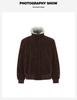 Unisex Winter Hunting Jacket: Wolf & Eagle Design, Thick Velvet & Cotton, Asymmetrical Lapel, Suede Accent, Stand Collar.