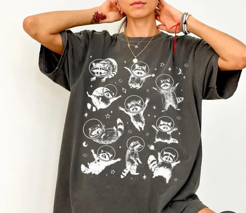 Raccoons in Space Shirt Funny Raccoon Tshirt Unisex Shirt Unisex T-Shirt L