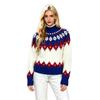 Fall Winter Women's Fair Isle Pattern Half Turtleneck Sweater, Loose Soft Rhombus Jacquard Knit Lazy Top