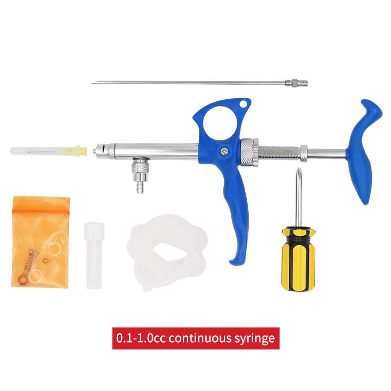 

0,75 мл/1 мл/2 мл Ветеринарный непрерывный шприц для вакцинации Регулируемый количественный металлический шприц для вакцинации Инструменты для животноводства 1pcs