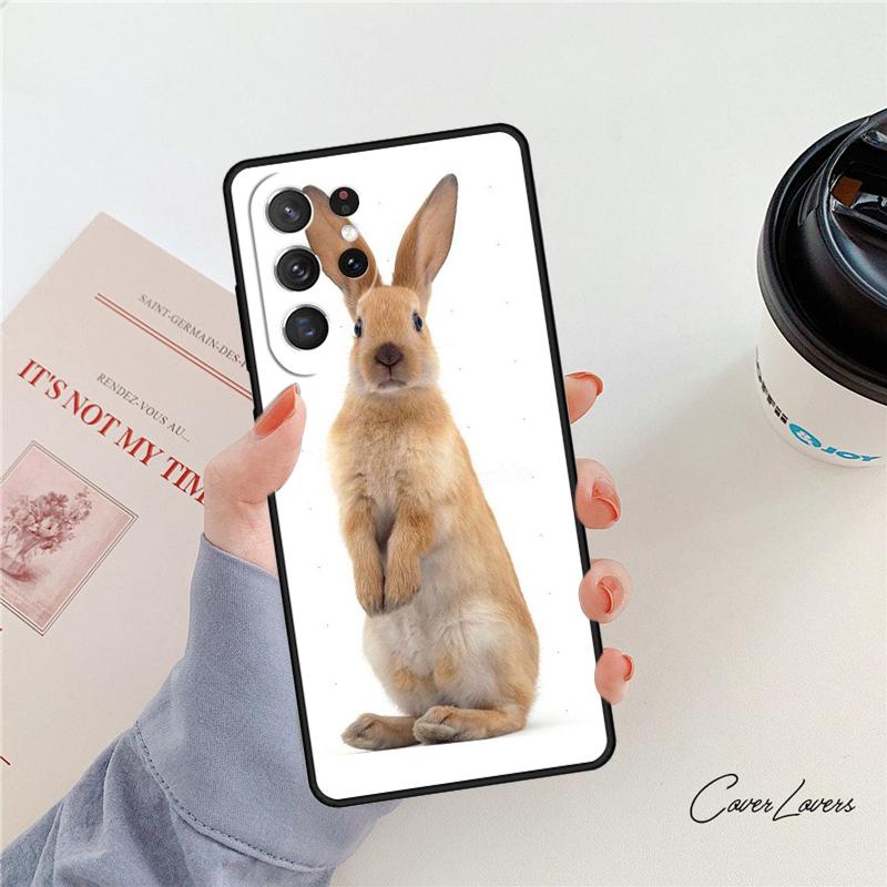 Bunny Rabbit Night Sky Moon Phone Case For Samsung Galaxy S24 S25 S23 S22 Ultra Note 10 20 Plus S20 S21 FE Cover